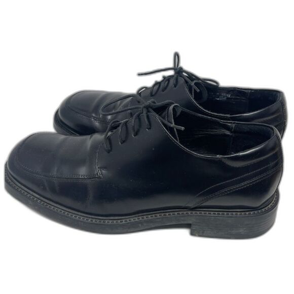 Bostonian Black Lace Up Leather Shoes Square Toe Made in Italy 4822.1 Mens 10.5M - Picture 4 of 10